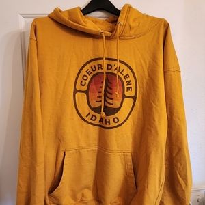 Coeur d'Alene Silkscreened Yellow Hoodie- Men's XL NEW Without Tags